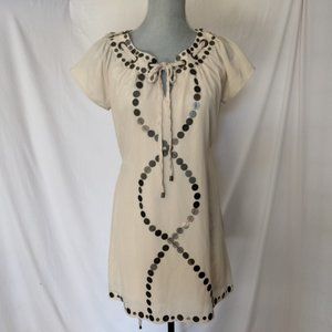 Vintage NARCISA LANG Hobo Womens Sequence Puffed Sleeves Cotton Dress Size M.